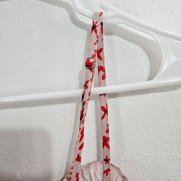 Princess Poly Deniz Pink Mini Dress Ruffle Floral Spaghetti Straps Size Small/6 - Picture 6 of 7